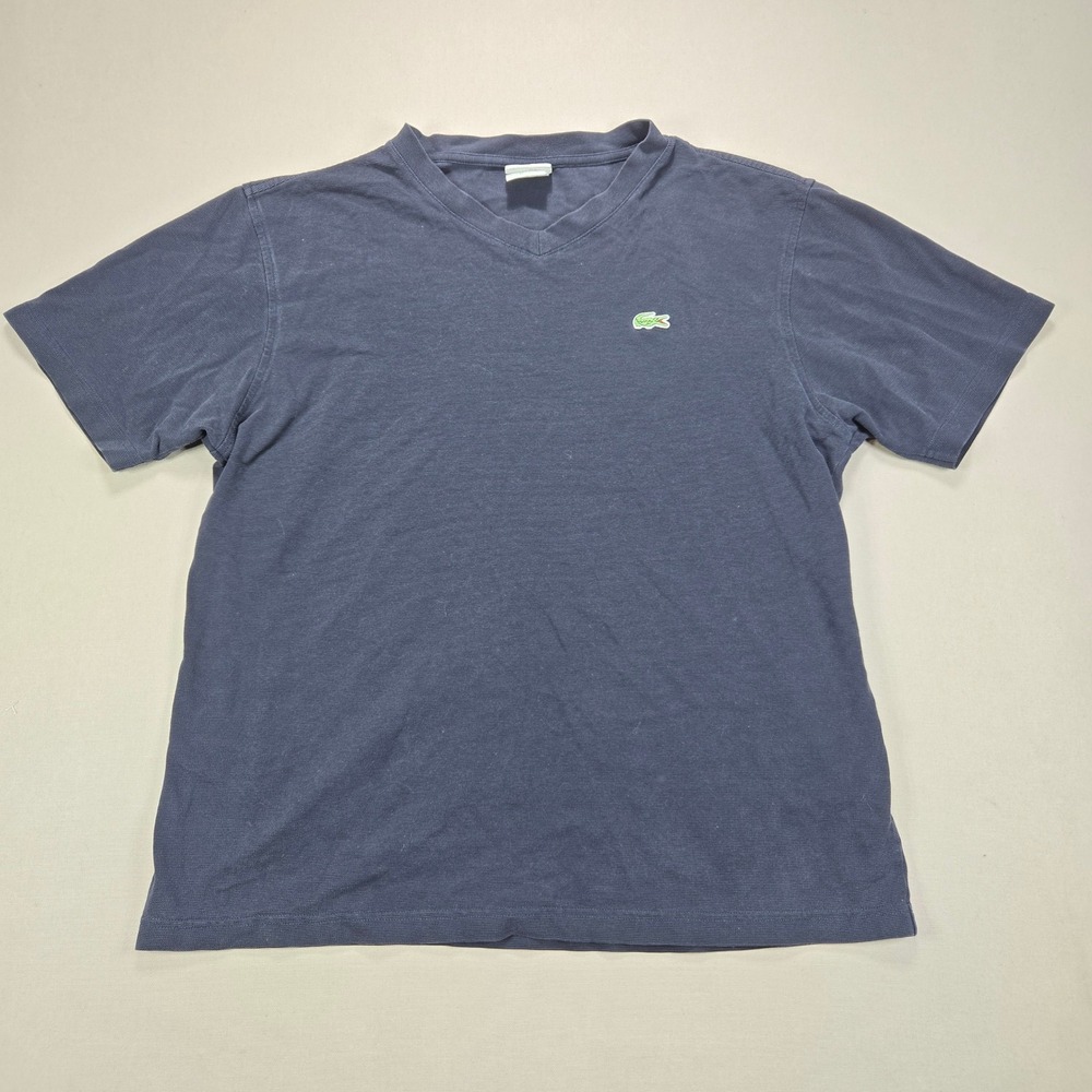 Lacoste Sport V-Neck T-Shirt Classic‎ Logo Navy Blue Mens Size 5 L